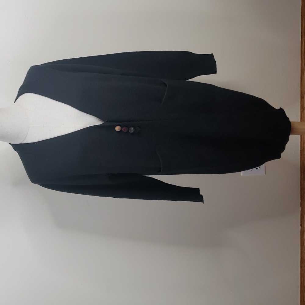 JOH Oversized  Black Cashmere Pom Pom Cardigan Size